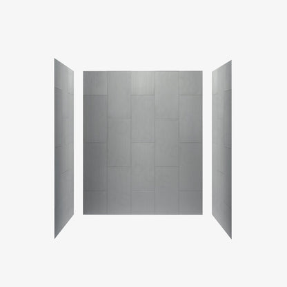 WOODBRIDGE Solid Surface 60" W x 75" H Tile Tub and Shower Wall Panel Surround, Quick Install, Cuttable, Stacked Block in a Staggered Vertical Pattern