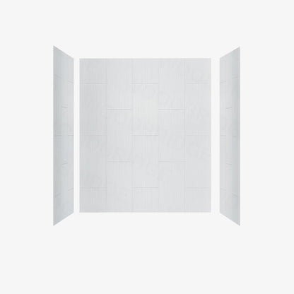 WOODBRIDGE Solid Surface 60" W x 75" H Tile Tub and Shower Wall Panel Surround, Quick Install, Cuttable, Stacked Block in a Staggered Vertical Pattern