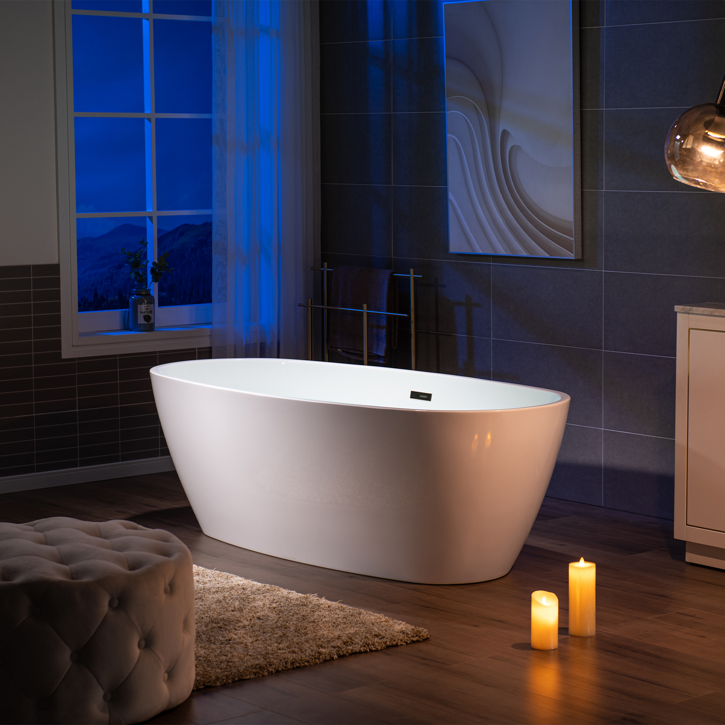 WOODBRIDGE 71" Acrylic Freestanding Bathtub Contemporary Soaking Tub