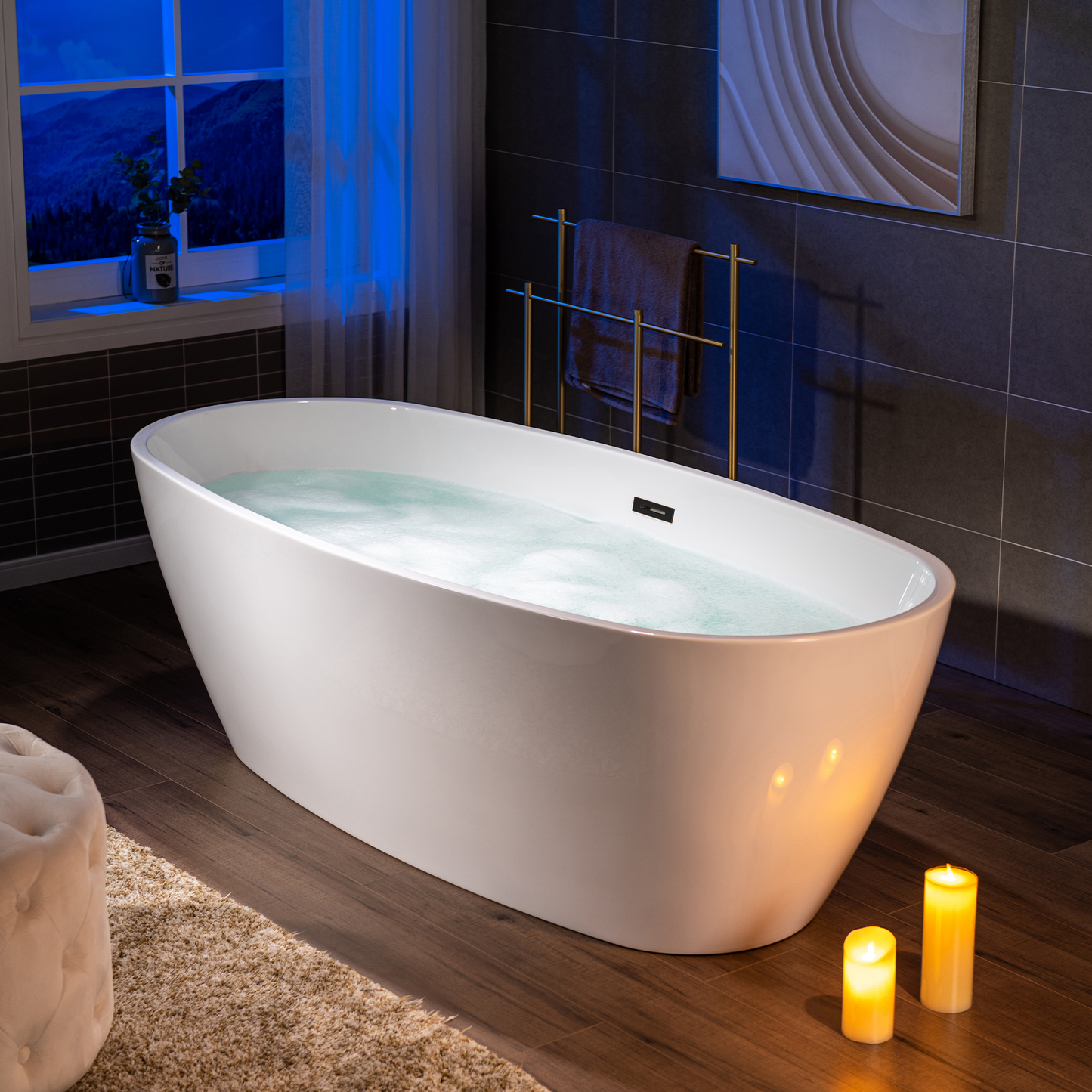 WOODBRIDGE 71" Acrylic Freestanding Bathtub Contemporary Soaking Tub