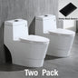 WOODBRIDGE One Piece, 1.28 GPF Dual, Chair Height, Water Sensed, 1000 Gram MaP Flushing Score Toilet with Matte Black Button, White (2 -Pack)