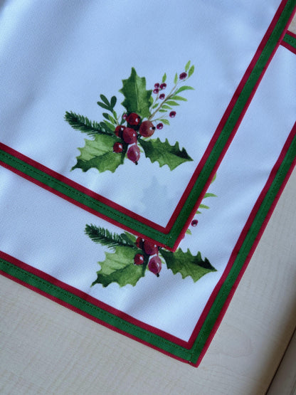 Holly Berry and Greenery Pattern Placemats - Nature Inspired