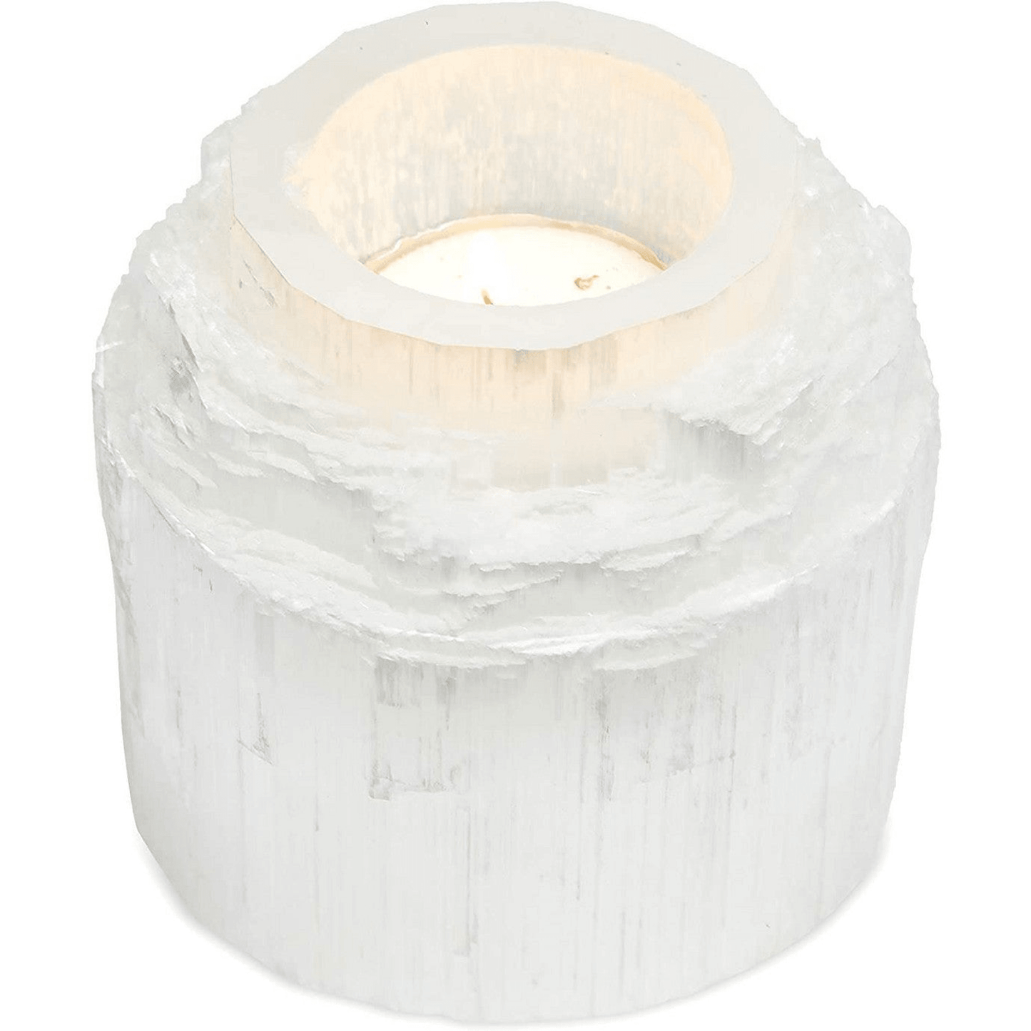 Selenite Crystal Tea Light Holder For Healing And Chakra Balance