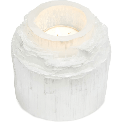 Selenite Crystal Tea Light Holder For Healing And Chakra Balance