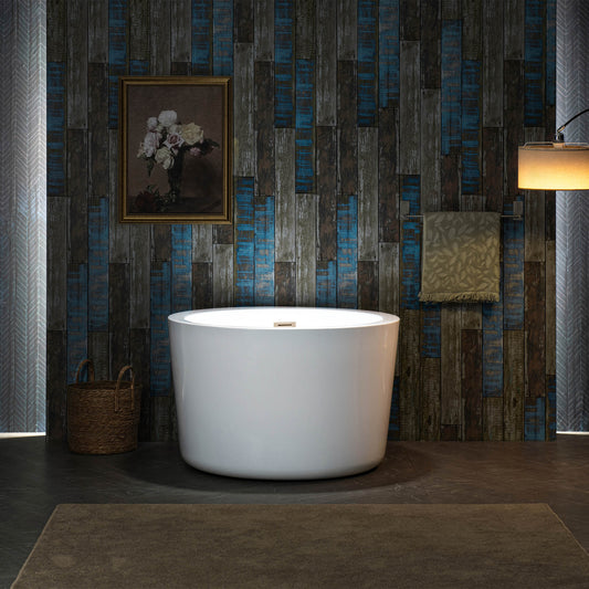 WOODBRIDGE 41" Acrylic Freestanding Round Contemporary Soaking Tub with Pre-molded Seat