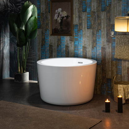 WOODBRIDGE 41" Acrylic Freestanding Round Contemporary Soaking Tub with Pre-molded Seat
