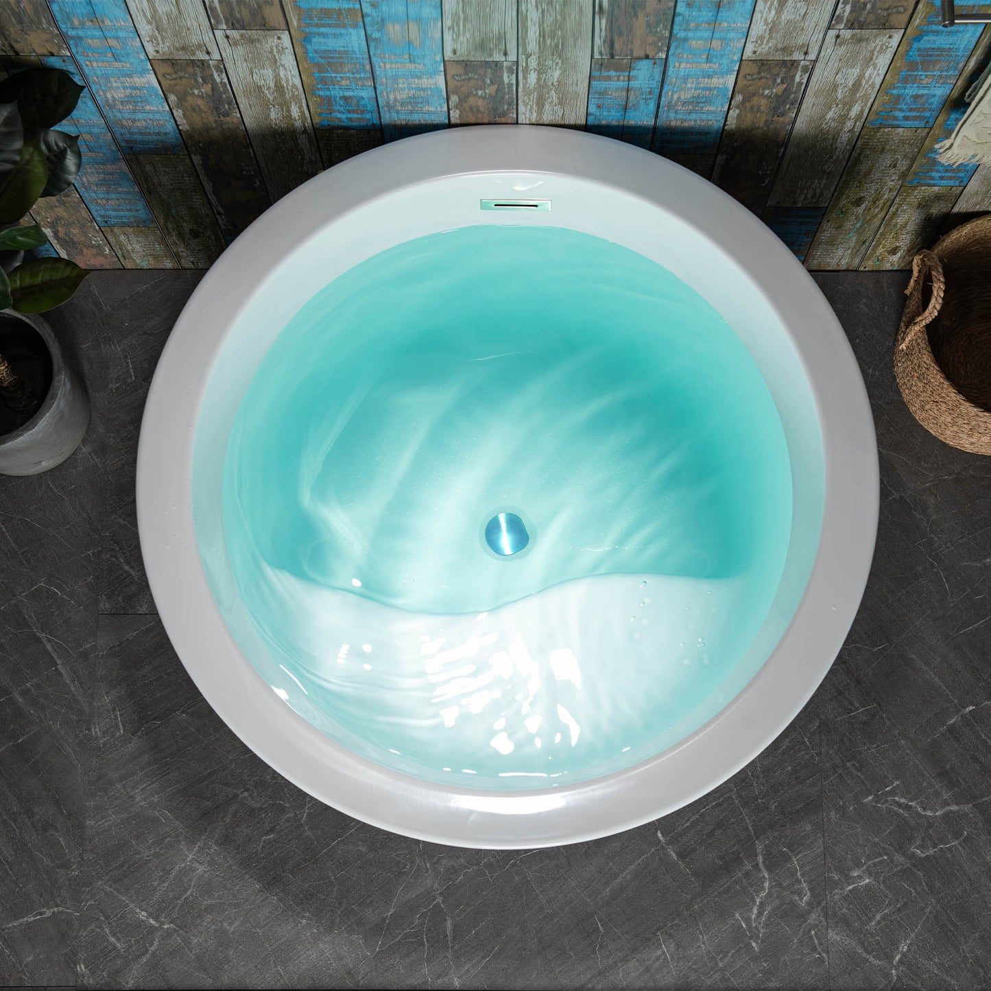 WOODBRIDGE 41" Acrylic Freestanding Round Contemporary Soaking Tub with Pre-molded Seat