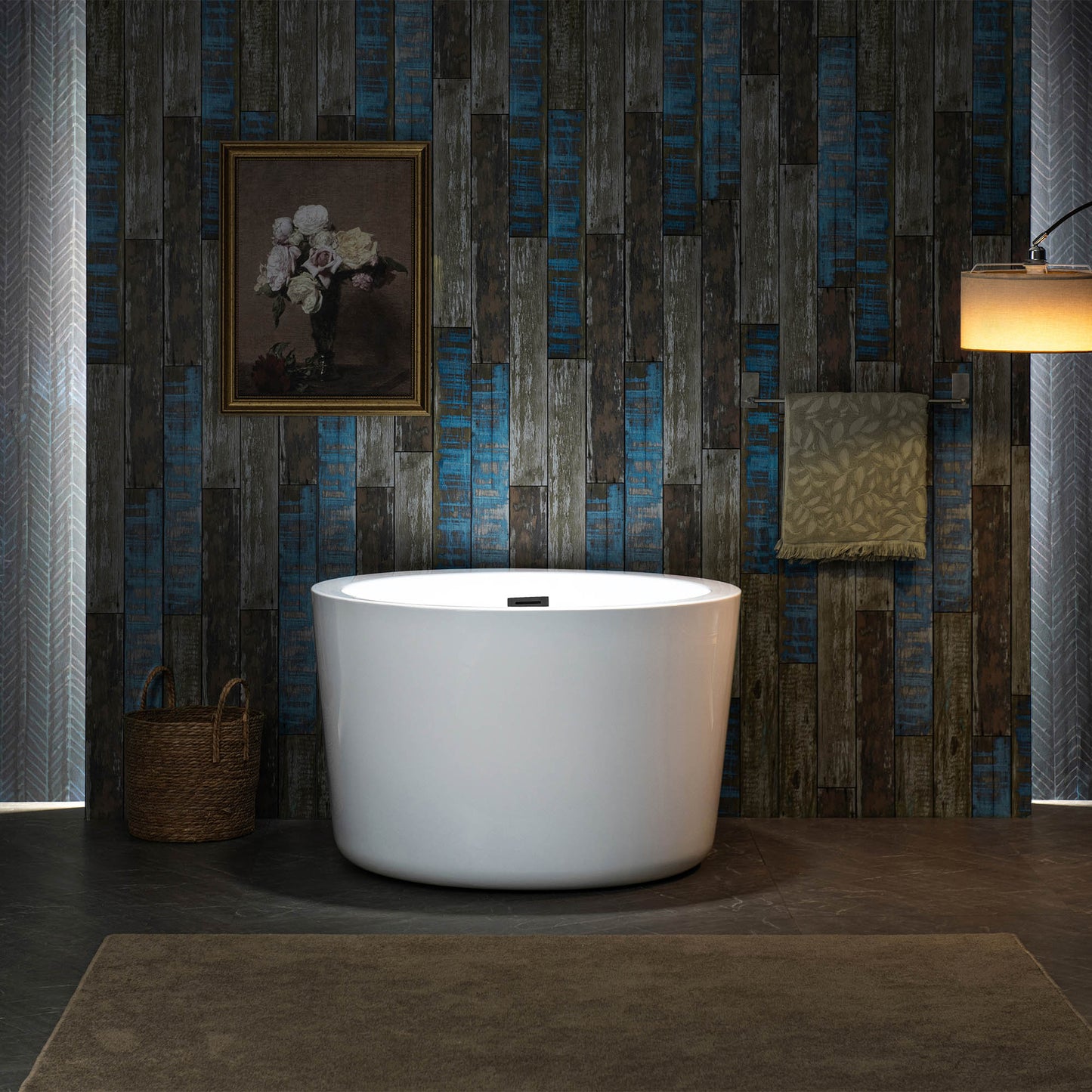 WOODBRIDGE 41" Acrylic Freestanding Round Contemporary Soaking Tub with Pre-molded Seat
