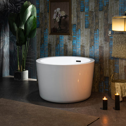 WOODBRIDGE 41" Acrylic Freestanding Round Contemporary Soaking Tub with Pre-molded Seat