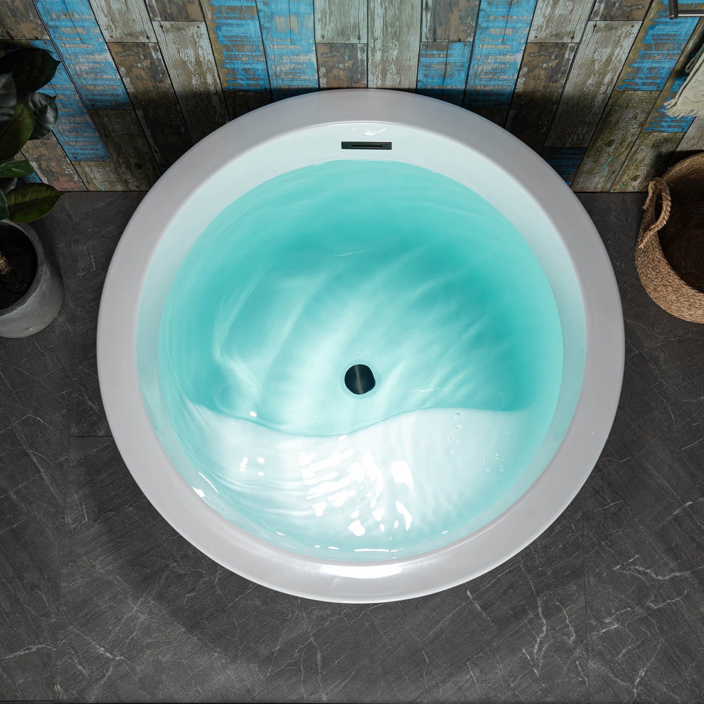 WOODBRIDGE 41" Acrylic Freestanding Round Contemporary Soaking Tub with Pre-molded Seat