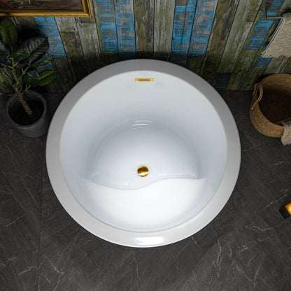 WOODBRIDGE 41" Acrylic Freestanding Round Contemporary Soaking Tub with Pre-molded Seat