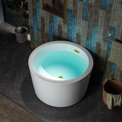 WOODBRIDGE 41" Acrylic Freestanding Round Contemporary Soaking Tub with Pre-molded Seat