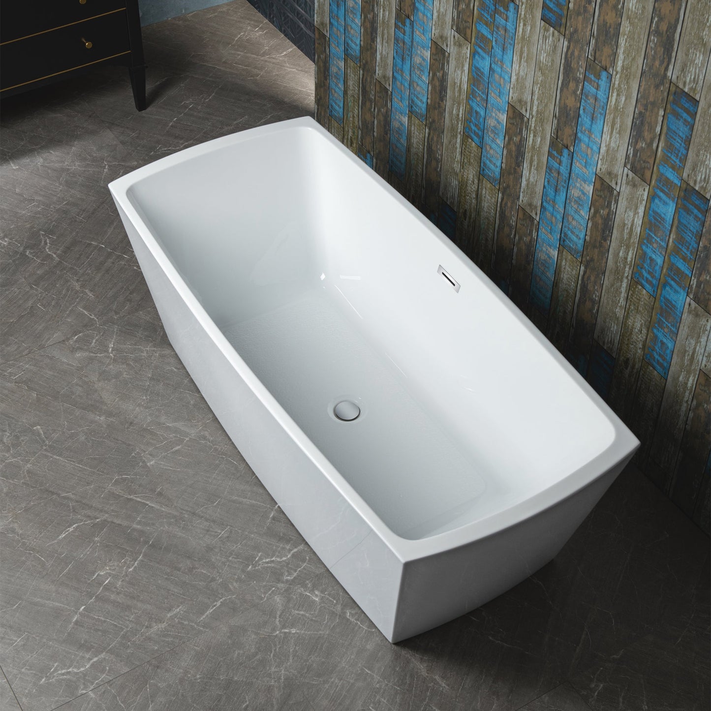 WOODBRIDGE 59" Acrylic Freestanding Double Ended Contemporary Soaking Tub