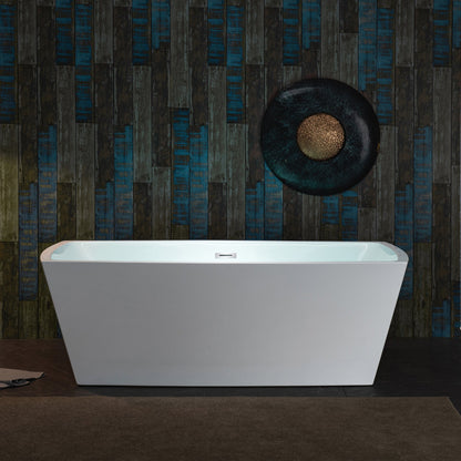 WOODBRIDGE 59" Acrylic Freestanding Double Ended Contemporary Soaking Tub