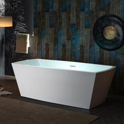 WOODBRIDGE 59" Acrylic Freestanding Double Ended Contemporary Soaking Tub