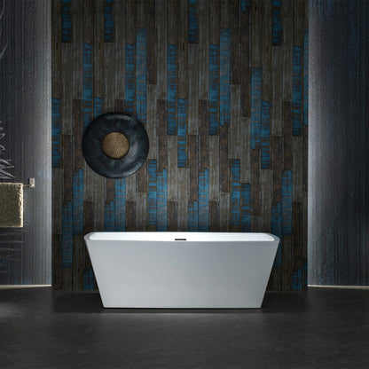 WOODBRIDGE 59" Acrylic Freestanding Double Ended Contemporary Soaking Tub