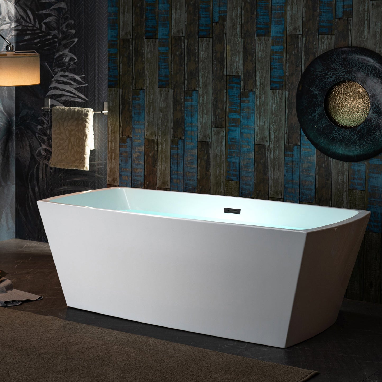 WOODBRIDGE 59" Acrylic Freestanding Double Ended Contemporary Soaking Tub