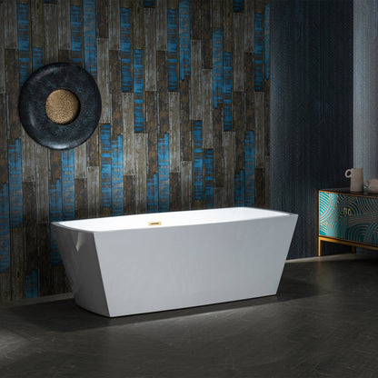 WOODBRIDGE 59" Acrylic Freestanding Double Ended Contemporary Soaking Tub