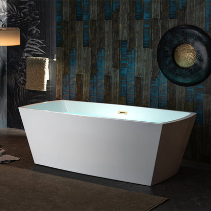 WOODBRIDGE 59" Acrylic Freestanding Double Ended Contemporary Soaking Tub