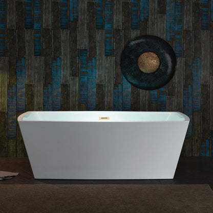 WOODBRIDGE 59" Acrylic Freestanding Double Ended Contemporary Soaking Tub