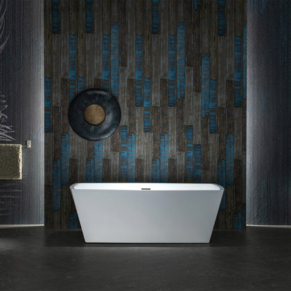 WOODBRIDGE 59" Acrylic Freestanding Double Ended Contemporary Soaking Tub