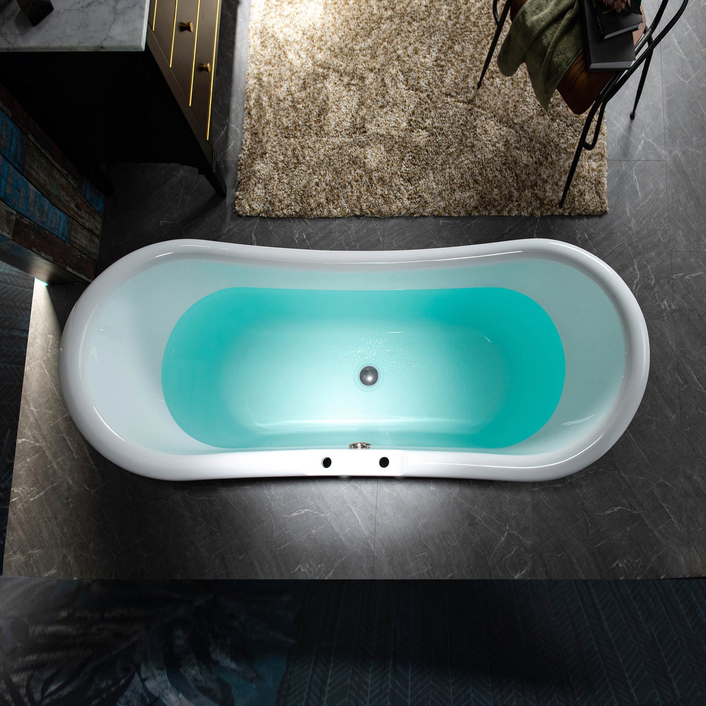 WOODBRIDGE 69 1/4" Acrylic Double Slipper,Pedestal Freestanding Tub