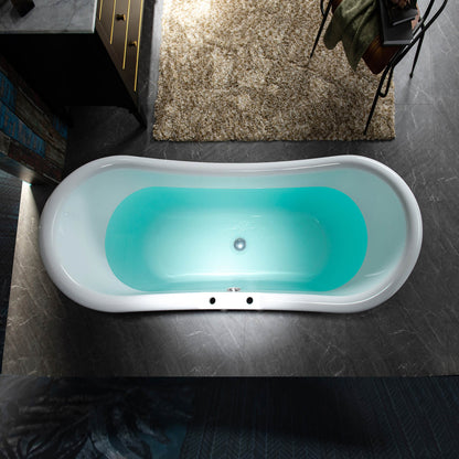 WOODBRIDGE 69 1/4" Acrylic Double Slipper,Pedestal Freestanding Tub