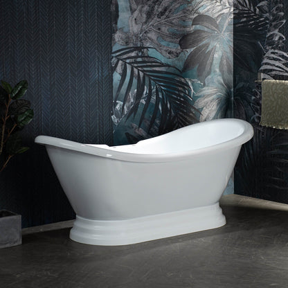 WOODBRIDGE 69 1/4" Acrylic Double Slipper,Pedestal Freestanding Tub