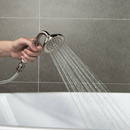 WOODBRIDGE F0023BNVT Fusion Single Handle Floor Mount Freestanding Tub Filler Faucet with Telephone Hand shower