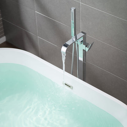 WOODBRIDGE F0040BN Contemporary Single Handle Floor Mount Freestanding Tub Filler Faucet with Hand shower