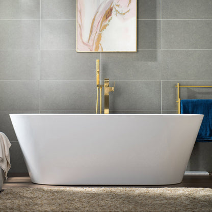 WOODBRIDGE F0040BN Contemporary Single Handle Floor Mount Freestanding Tub Filler Faucet with Hand shower
