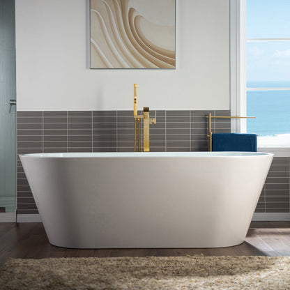 WOODBRIDGE F0040BN Contemporary Single Handle Floor Mount Freestanding Tub Filler Faucet with Hand shower