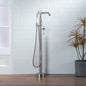 WOODBRIDGE F0047BN Fusion Single Handle Floor Mount Freestanding Tub Filler Faucet with Telephone Hand shower