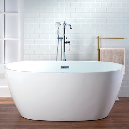 WOODBRIDGE F0047BN Fusion Single Handle Floor Mount Freestanding Tub Filler Faucet with Telephone Hand shower