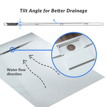 WOODBRIDGE 60 in L x 35.4 in W Zero Threshold End Drain Shower Base with Reversible Drain Placement, Matching Decorative Drain Plate and Tile Flange, Wheel Chair Access, Low Profile