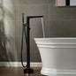 WOODBRIDGE F0014BN Contemporary Single Handle Floor Mount Freestanding Tub Filler Faucet with Hand shower