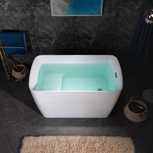 WOODBRIDGE 48" Acrylic Freestanding Square Contemporary Soaking Tub with Pre-molded Seat