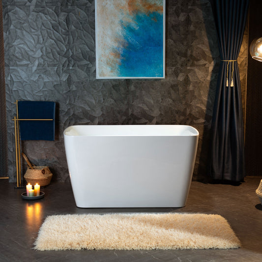 WOODBRIDGE 48" Acrylic Freestanding Square Contemporary Soaking Tub with Pre-molded Seat