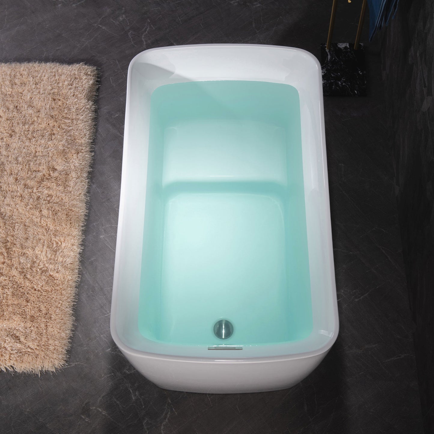 WOODBRIDGE 48" Acrylic Freestanding Square Contemporary Soaking Tub with Pre-molded Seat