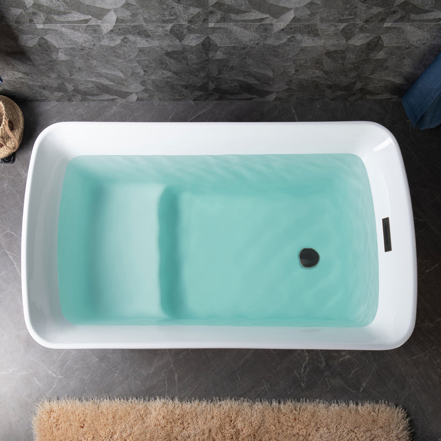 WOODBRIDGE 48" Acrylic Freestanding Square Contemporary Soaking Tub with Pre-molded Seat