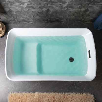 WOODBRIDGE 48" Acrylic Freestanding Square Contemporary Soaking Tub with Pre-molded Seat