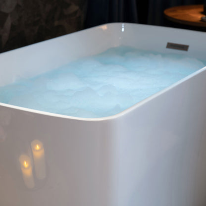 WOODBRIDGE 48" Acrylic Freestanding Square Contemporary Soaking Tub with Pre-molded Seat