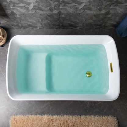 WOODBRIDGE 48" Acrylic Freestanding Square Contemporary Soaking Tub with Pre-molded Seat