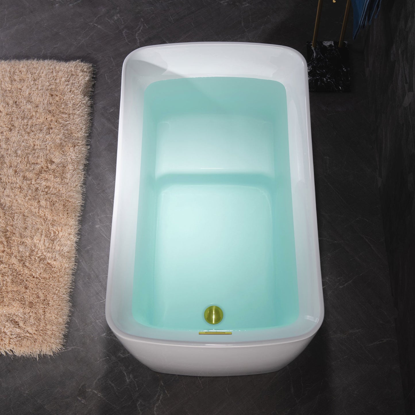 WOODBRIDGE 48" Acrylic Freestanding Square Contemporary Soaking Tub with Pre-molded Seat