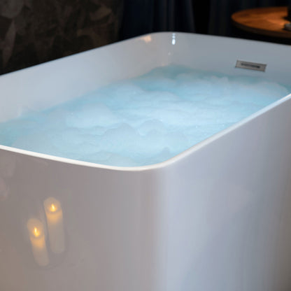 WOODBRIDGE 48" Acrylic Freestanding Square Contemporary Soaking Tub with Pre-molded Seat