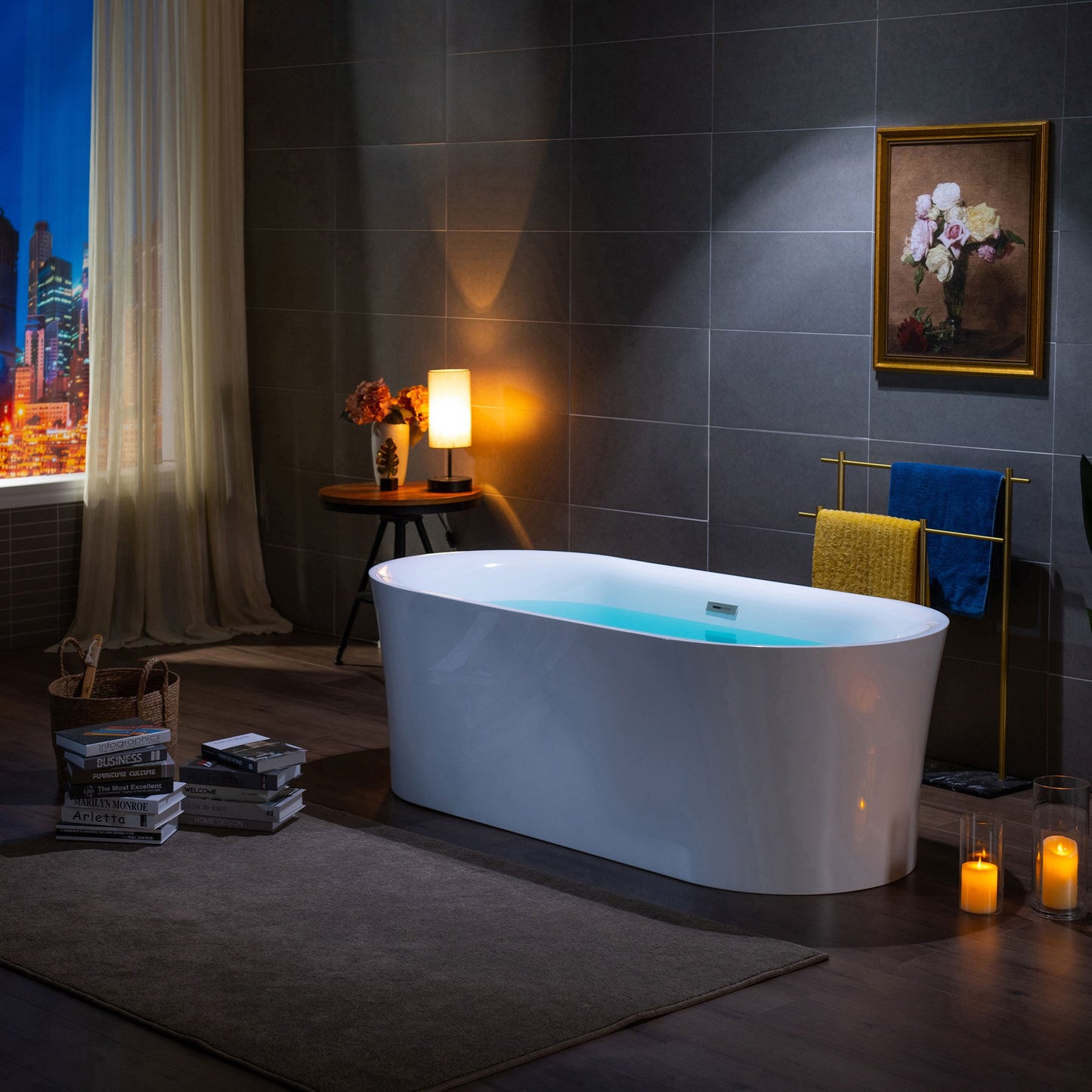 WOODBRIDGE 67" Acrylic Freestanding Bathtub Contemporary Soaking Tub
