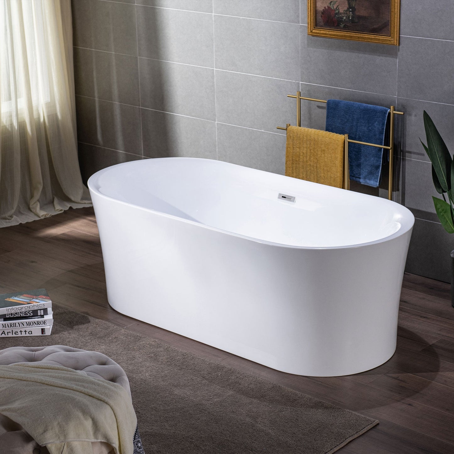 WOODBRIDGE 67" Acrylic Freestanding Bathtub Contemporary Soaking Tub