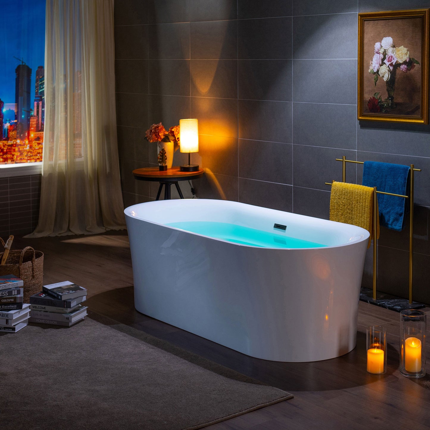 WOODBRIDGE 67" Acrylic Freestanding Bathtub Contemporary Soaking Tub