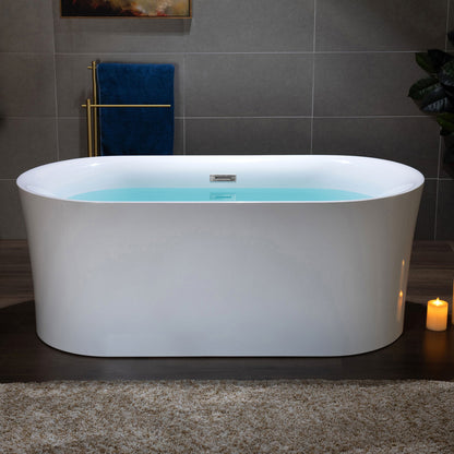 WOODBRIDGE 59" Acrylic Freestanding Bathtub Contemporary Soaking Tub