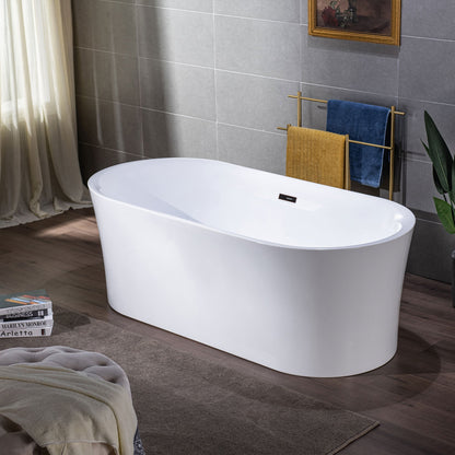WOODBRIDGE 59" Acrylic Freestanding Bathtub Contemporary Soaking Tub